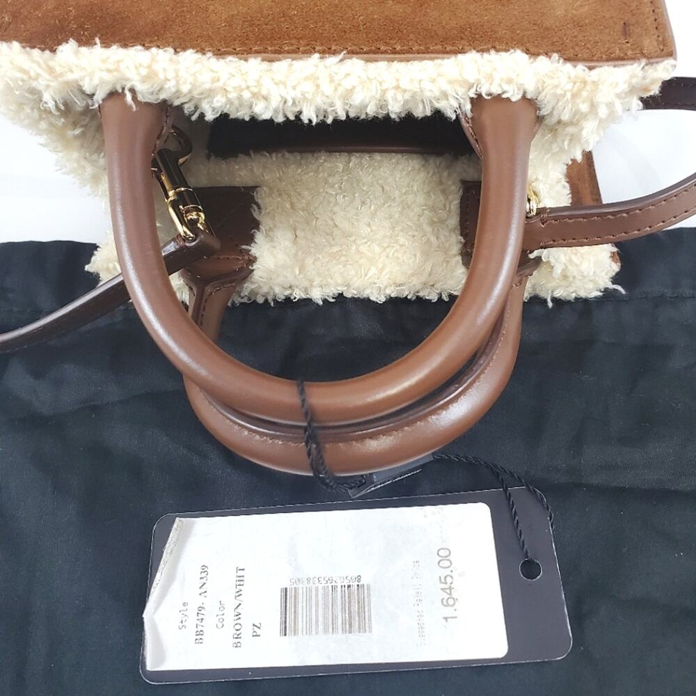 NWD$1645 Dolce & Gabbana Logo DG Faux Suede & Shearling Mini Crossbody Tote Bag - Picture 14 of 16